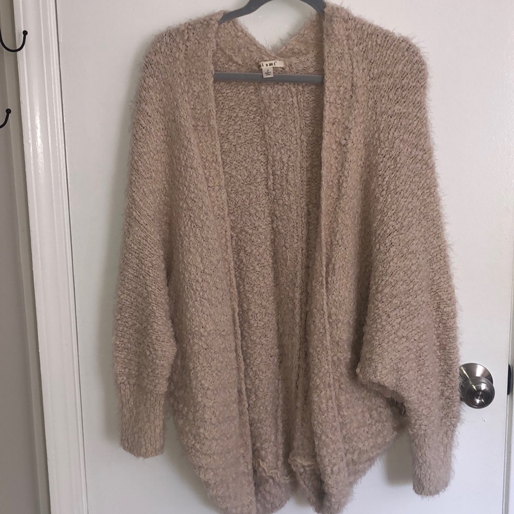 Miami Oatmeal Warm Fuzzy Open Cardigan